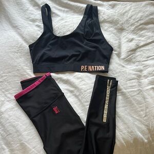 P.E Nation Black Activewear Set with Pink Accents